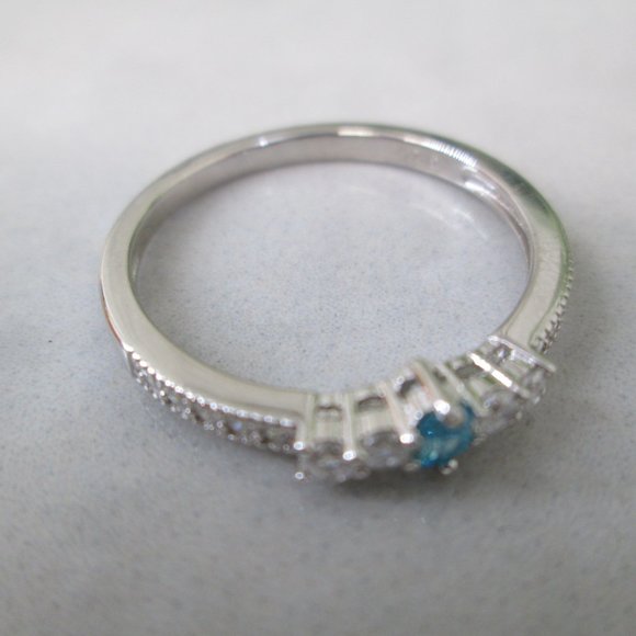 Dainty AQUAMARINE 925 Sterling Silver Ring>March Birthstone, Minimalist, Promise - Picture 7 of 7